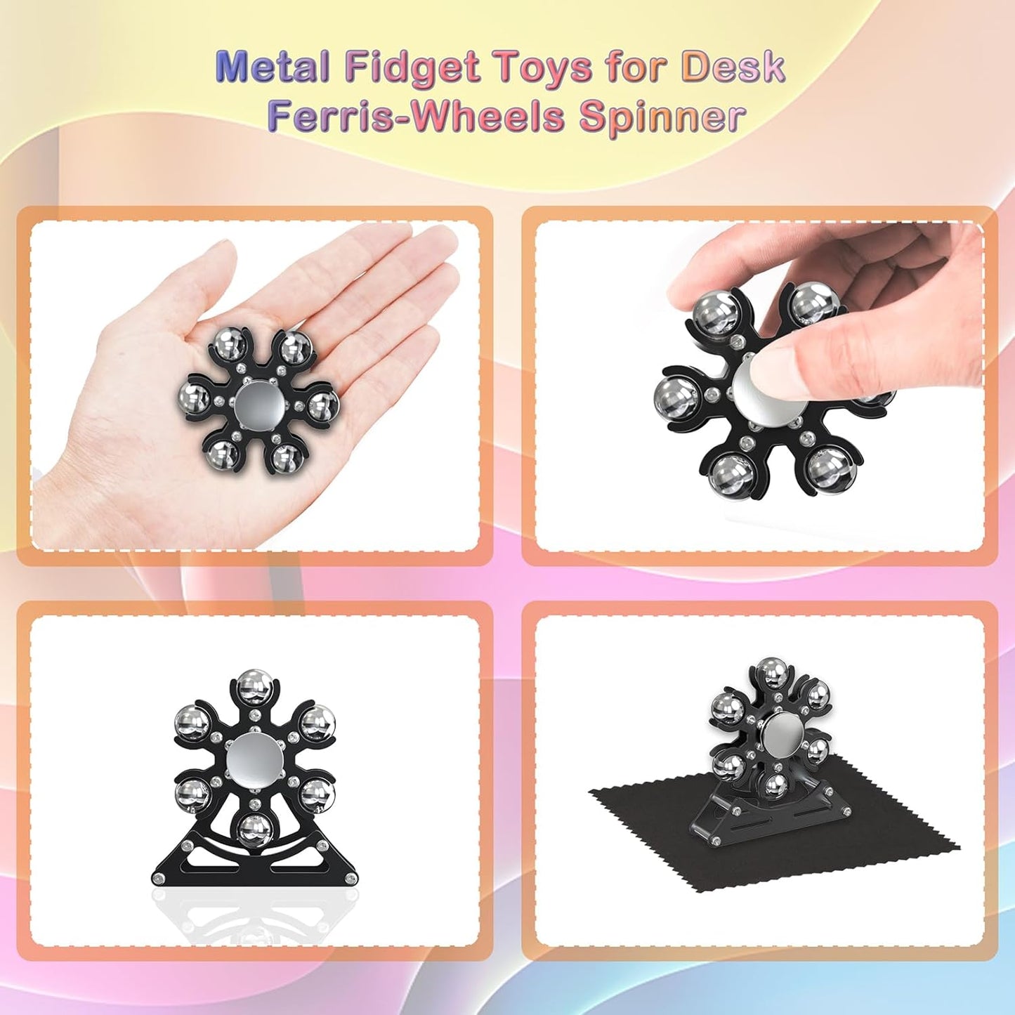 Desk-Fidget-Toys Ferris-Wheels-Spinner: Metal Kinetic-Fidget-Spinner 4mins, EDC-Toy Cool-Gadgets for School Office Christmas, ADHD Tools Gift Cool-Stuff Stress Relief Gift for Kid Children Teen Adult