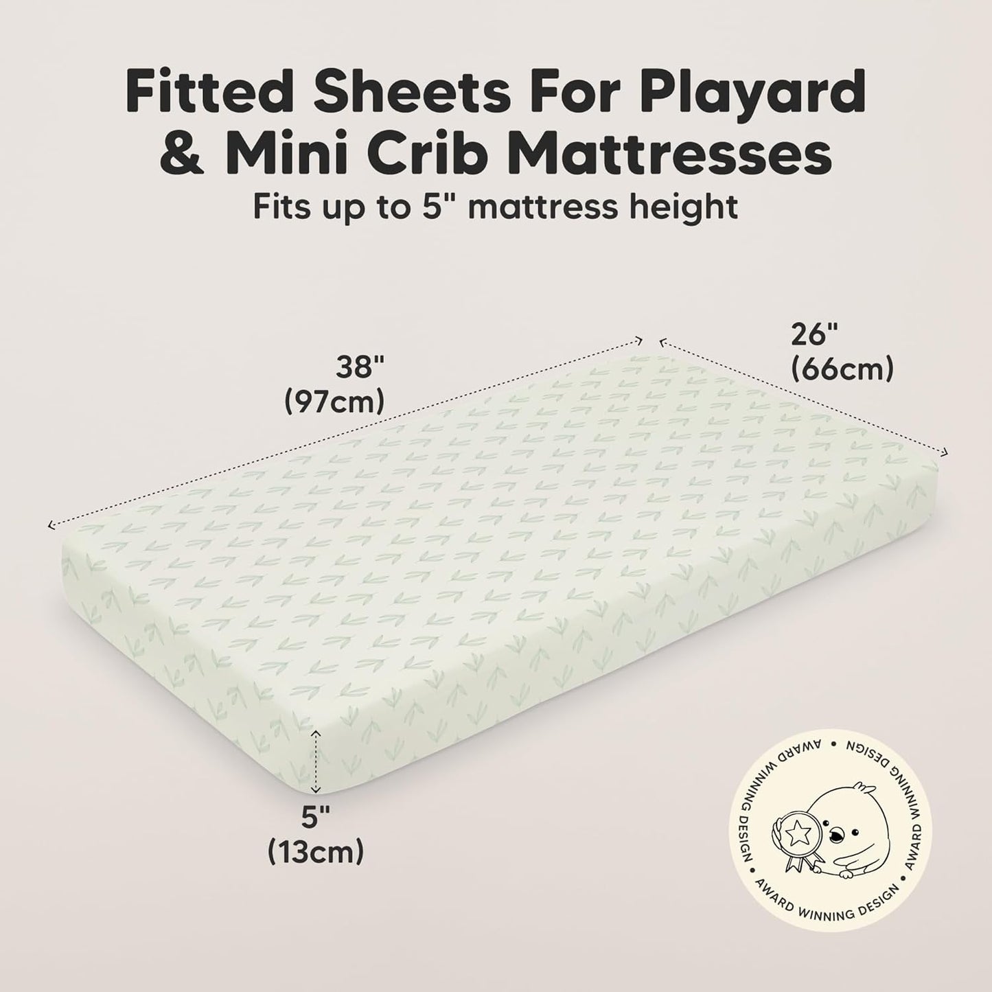 2-Pack Mini Crib Sheets Fitted - 38x26 Pack N Play Sheets for Pack and Play Mattress, Organic
