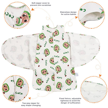 Swaddle-Blanket Baby Girl & Boy Swaddles Newborn Infant Transition 100% Cotton Wrap Blankets, 3-Way Adjustable Wearable Blanket, TOG 1.0 (Watermelon 3-6 Month)
