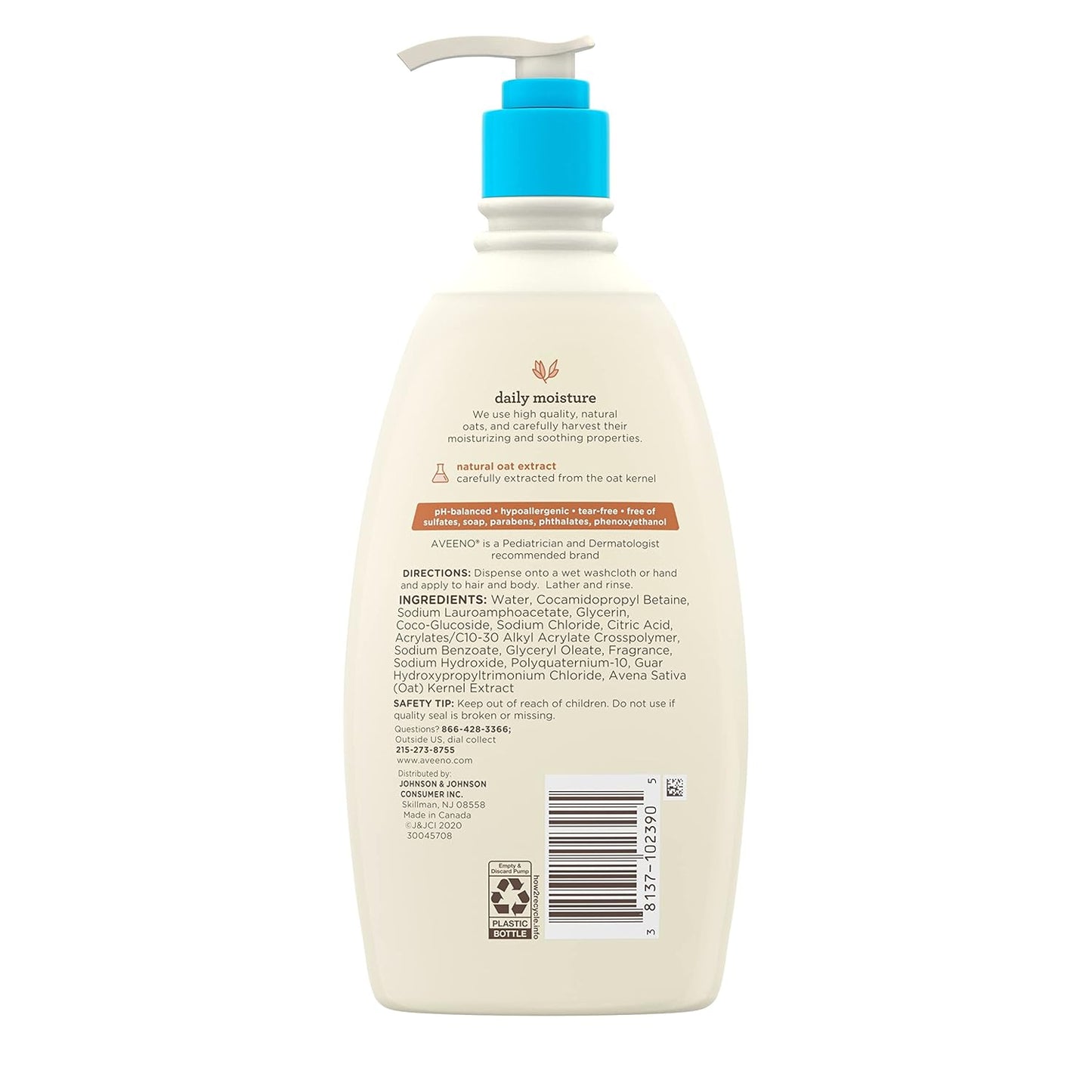 Aveeno Baby Gentle Body Wash & Shampoo with Natural Oat Extract, Tear-Free, Paraben-Free &
