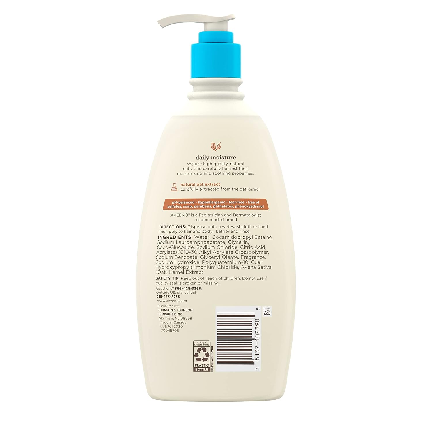 Aveeno Baby Gentle Body Wash & Shampoo with Natural Oat Extract, Tear-Free, Paraben-Free &