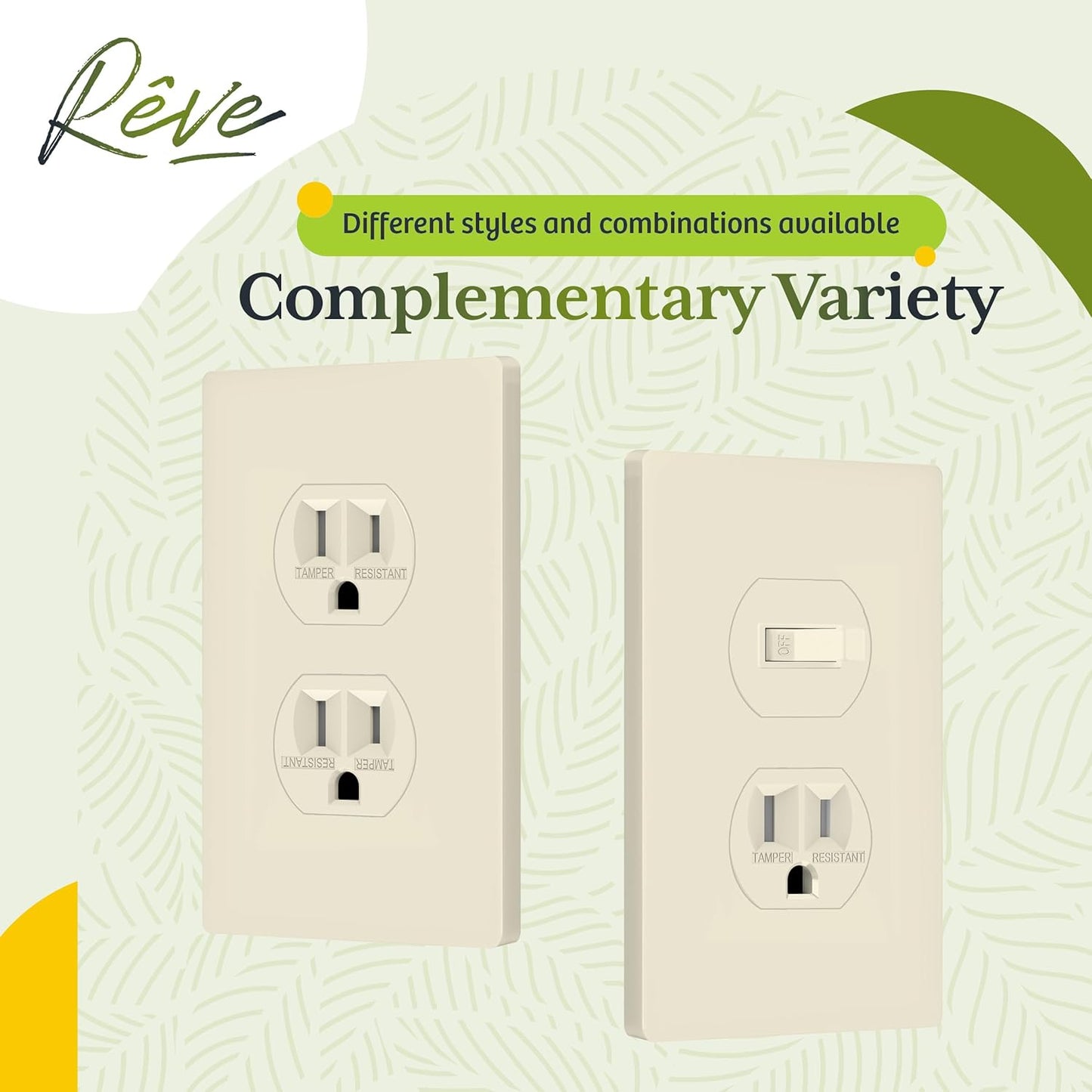 TG Mid-Size Screwless Duplex Wall Plate, Child Safe Receptacle Outlet Cover, Medium Size 1-Gang 4.88" H x 3.11" L, Polycarbonate Thermoplastic, UL Listed, SP-MS1-LA, Light Almond (1 Pack)