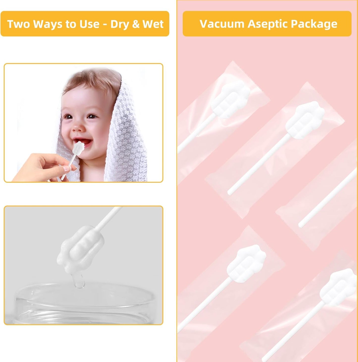 EASICUTI Upgrade Baby Tongue Cleaner, 52PCS Newborn Baby Toothbrush, Baby Oral Cleaner, Disposable
