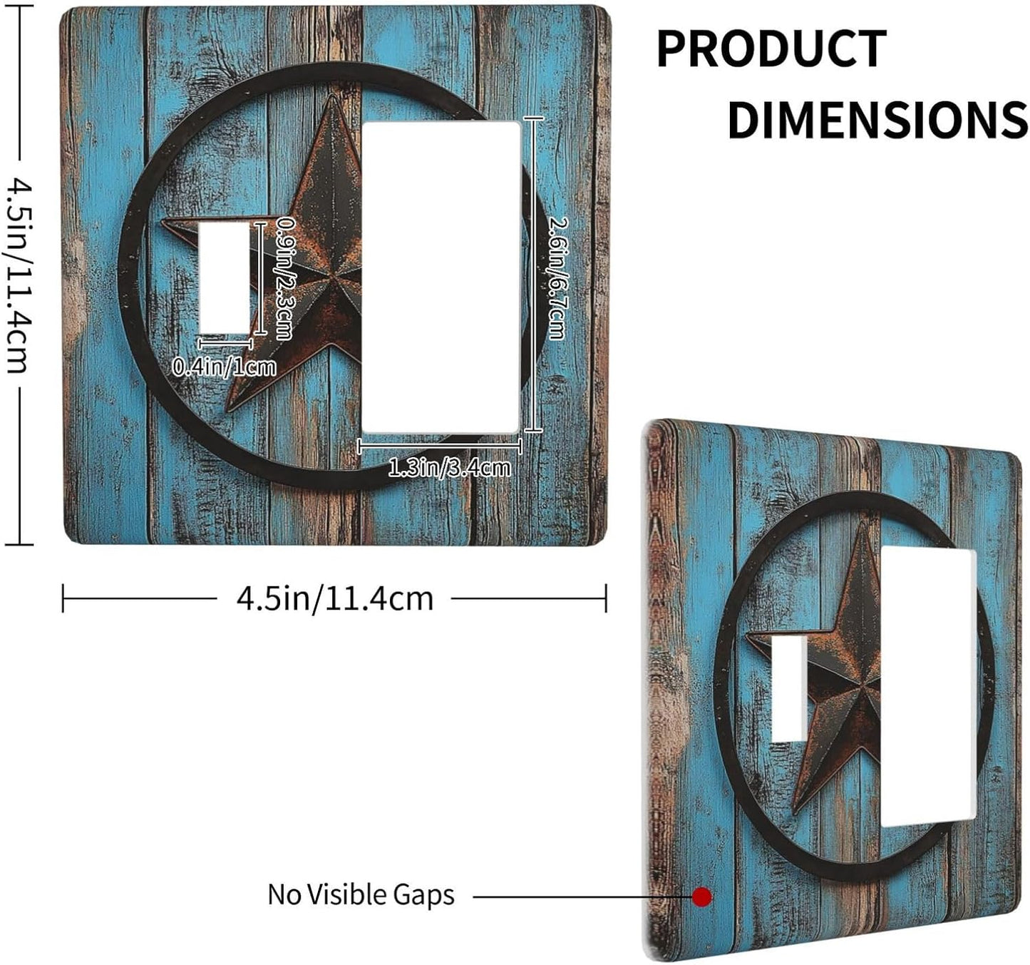 Outlet Covers Rustic Wood Country Barn Texas Star On Teal 1 Toggle 1 Rocker Combination Decorative