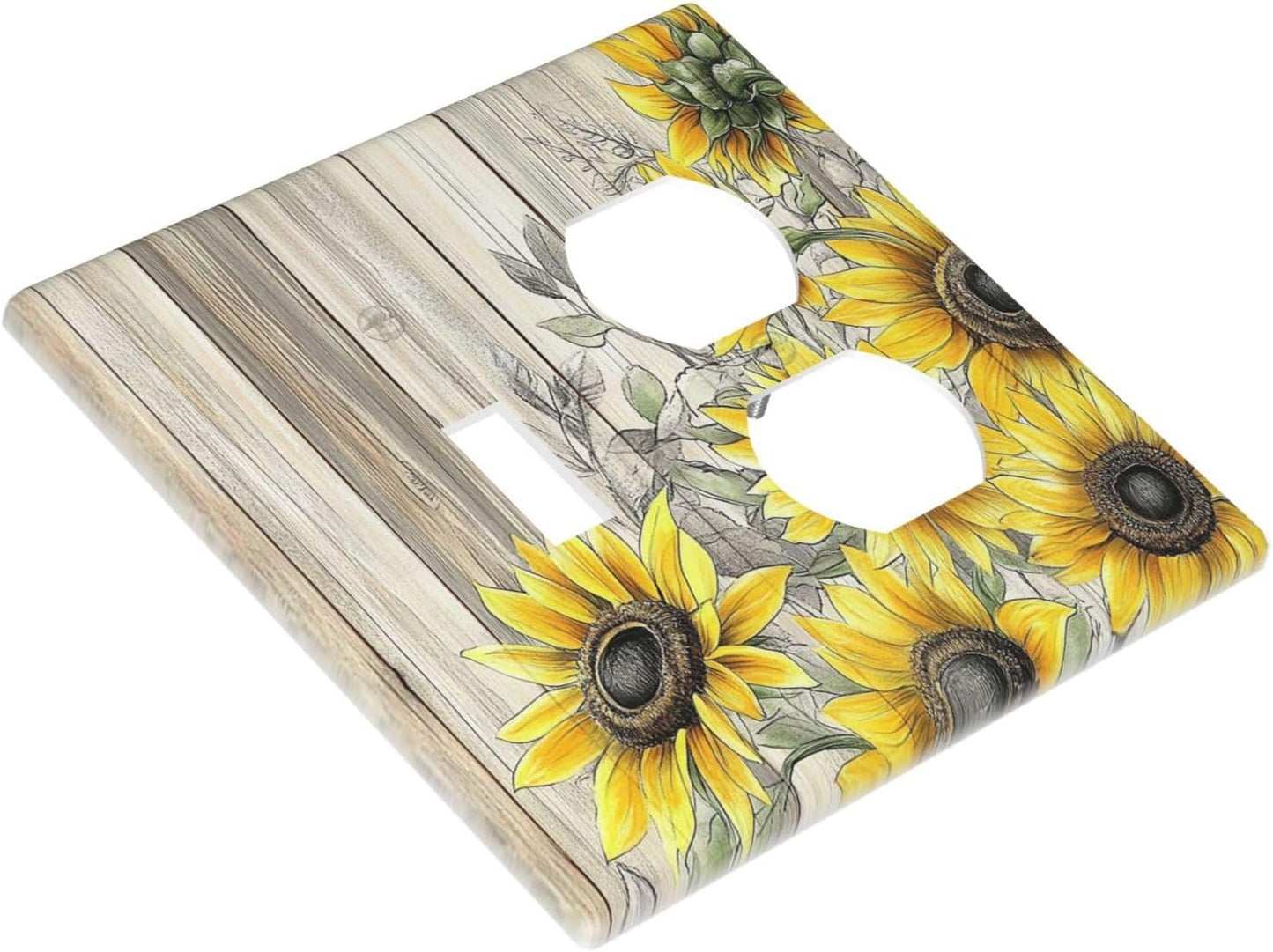 Wallplates Floral Sunflower Rustic Flower Vintage Wood 1 Toggle 1 Duplex Switch Plate Electrical