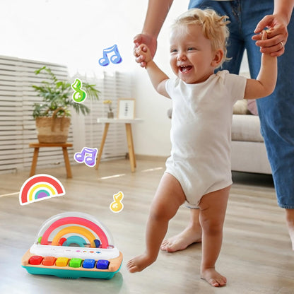 PLAY Baby Musical Toys - Rainbow Baby Piano Music & Sound Light Up Musical Toys for Toddlers 1-3, Multifunctional Baby Pop Up Toy Cause and Effect for Toddlers Age 1+ and Up Girls