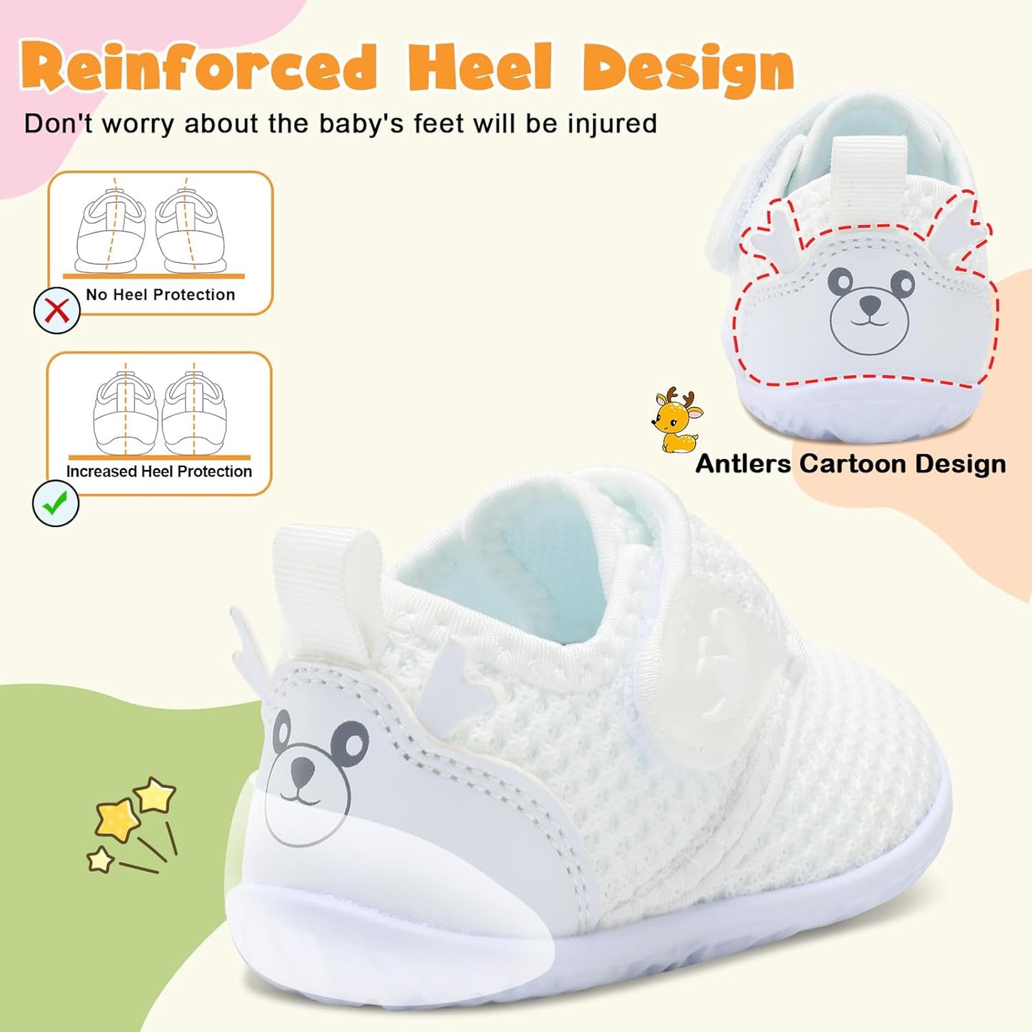 FEETCITY Baby Walking Shoes Barefoot Baby Shoes Infant Sneakers Newborn Crib Shoe Lightweight Flexible Slip On Shoe