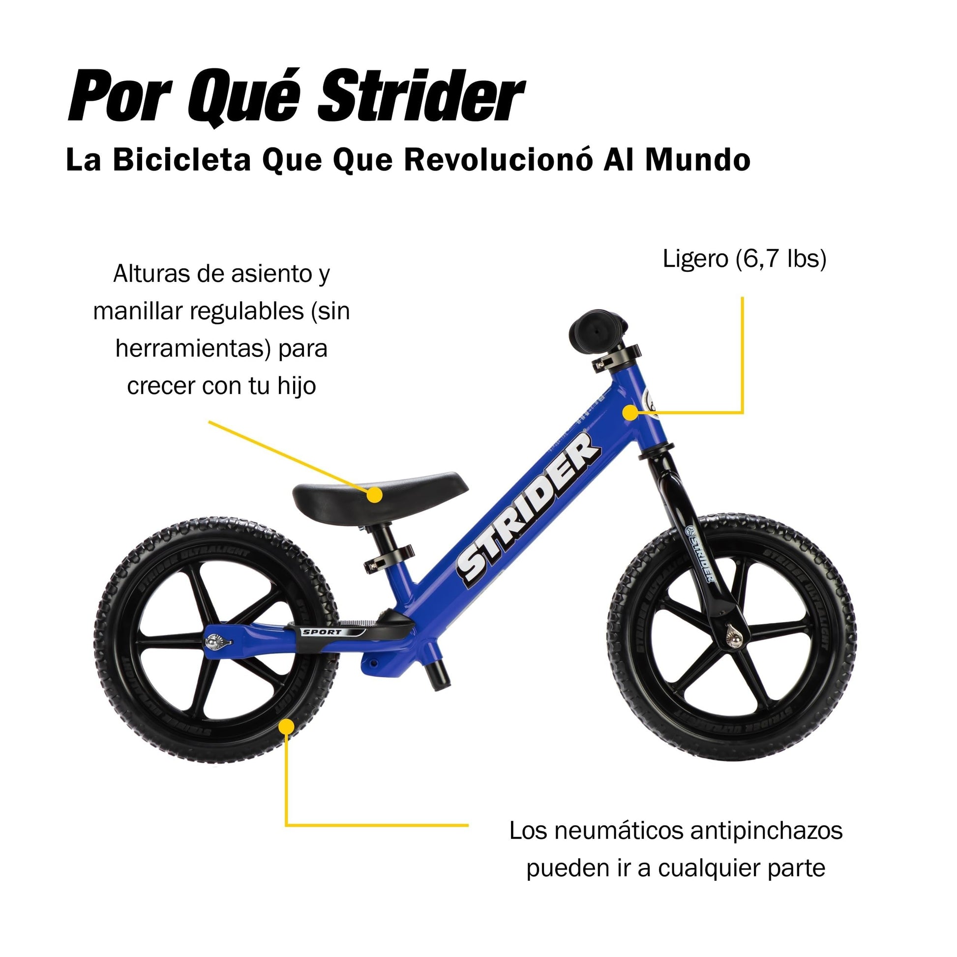 Strider 12 Sport, No Pedal Balance Bike for Kids Ages 1–4 Years, Blue