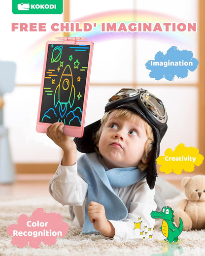 KOKODI LCD Writing Tablet, Valentines Day Gifts for Kids,10 Inch Colorful Toddler Doodle Board Drawing Tablet, Erasable Reusable Electronic Drawing Pads, Educational and Learning Toy for Kids