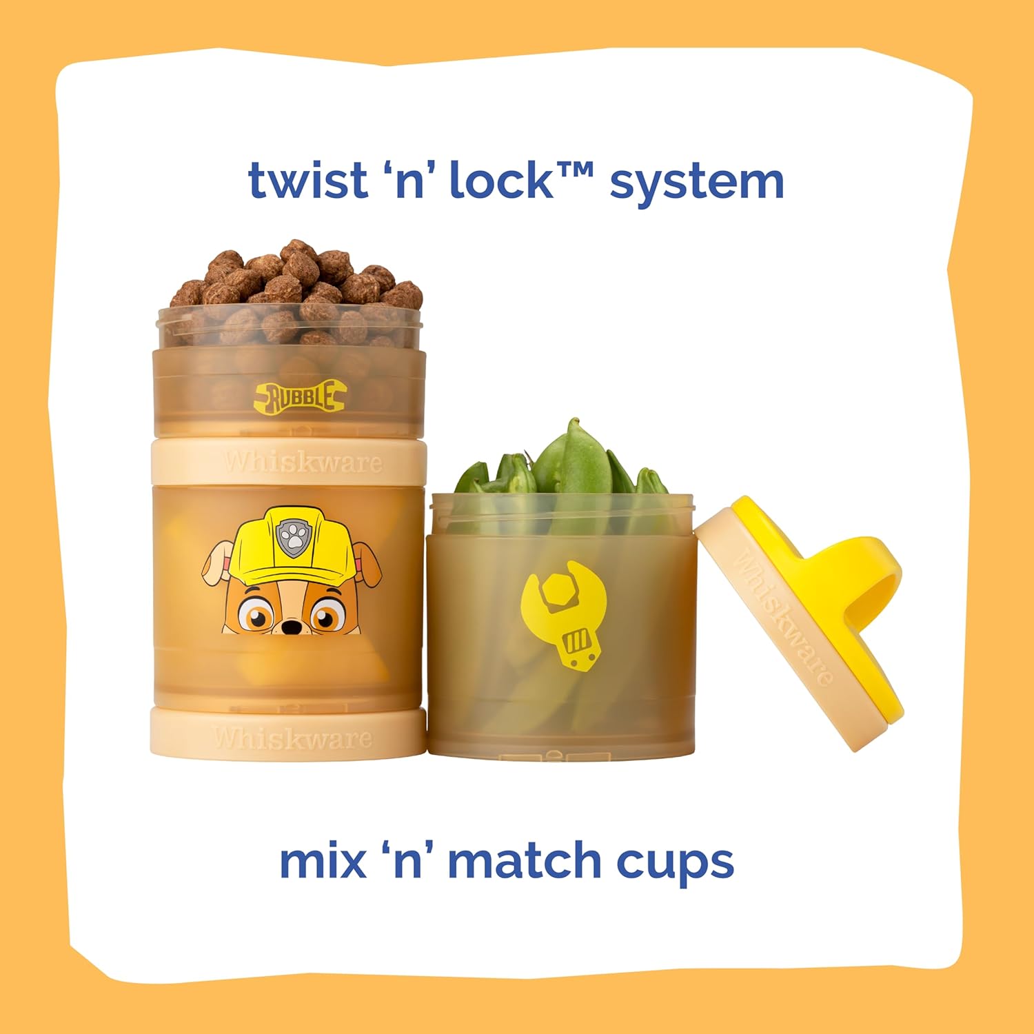 Whiskware Paw Patrol Stackable Snack Containers for Kids and Toddlers, 3 Stackable Snack Cups for