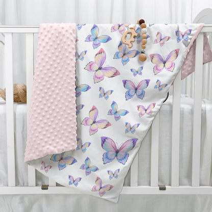 SANDJEST Kid Blankets for Girls 30 x 40 - Kids Throw Minky Blankets with Layer Dotted Backing