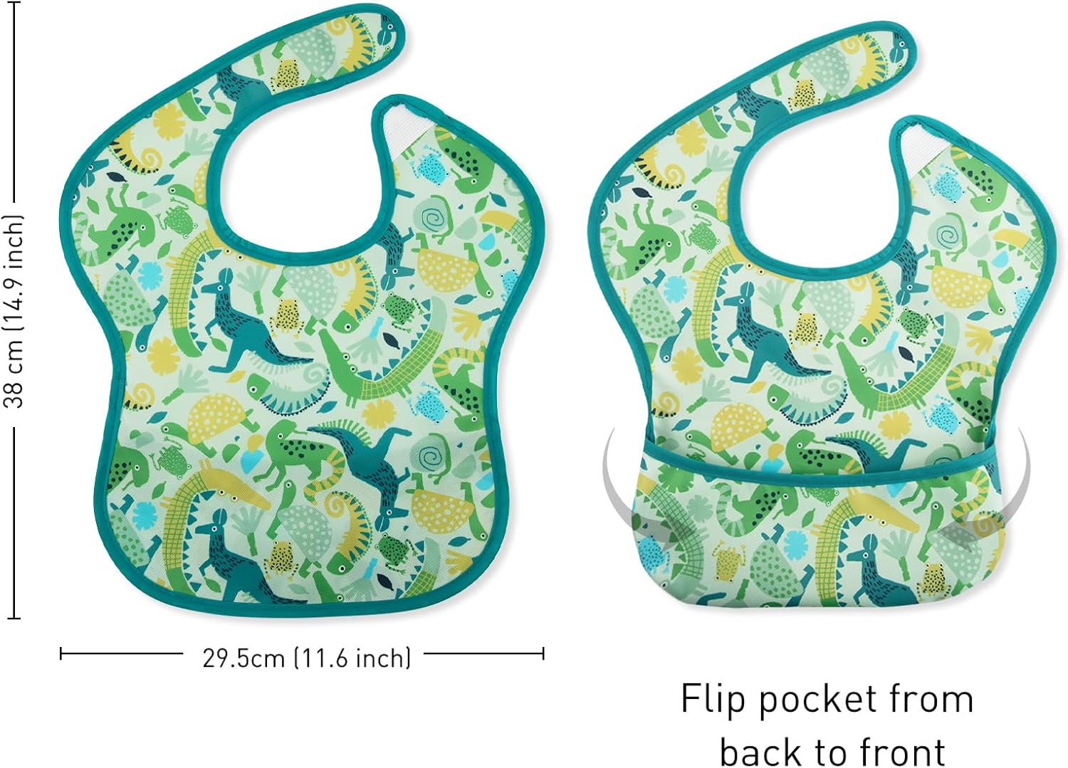 Mess Proof Baby Bib 3 Pack, Waterproof Led Weaning Baby Feeding Bibs with Food Catcher, Travel