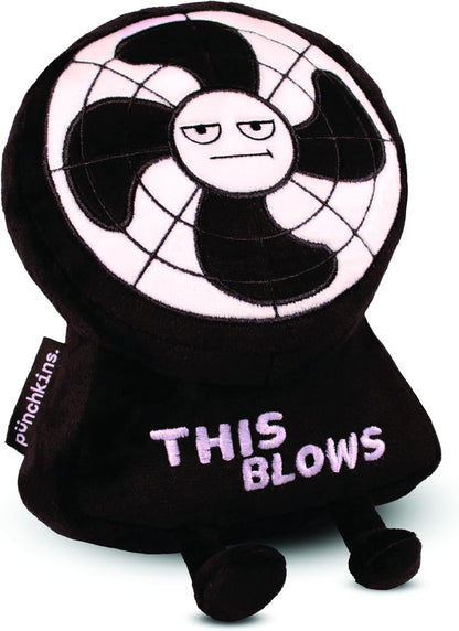 Desk Fan Plushie, Funny Meme Gag Gift, Comical Plush Collectible, Stocking Stuffer Present, Great for Emotional Support, Fun Desk Accessory, Weighted Base for Display