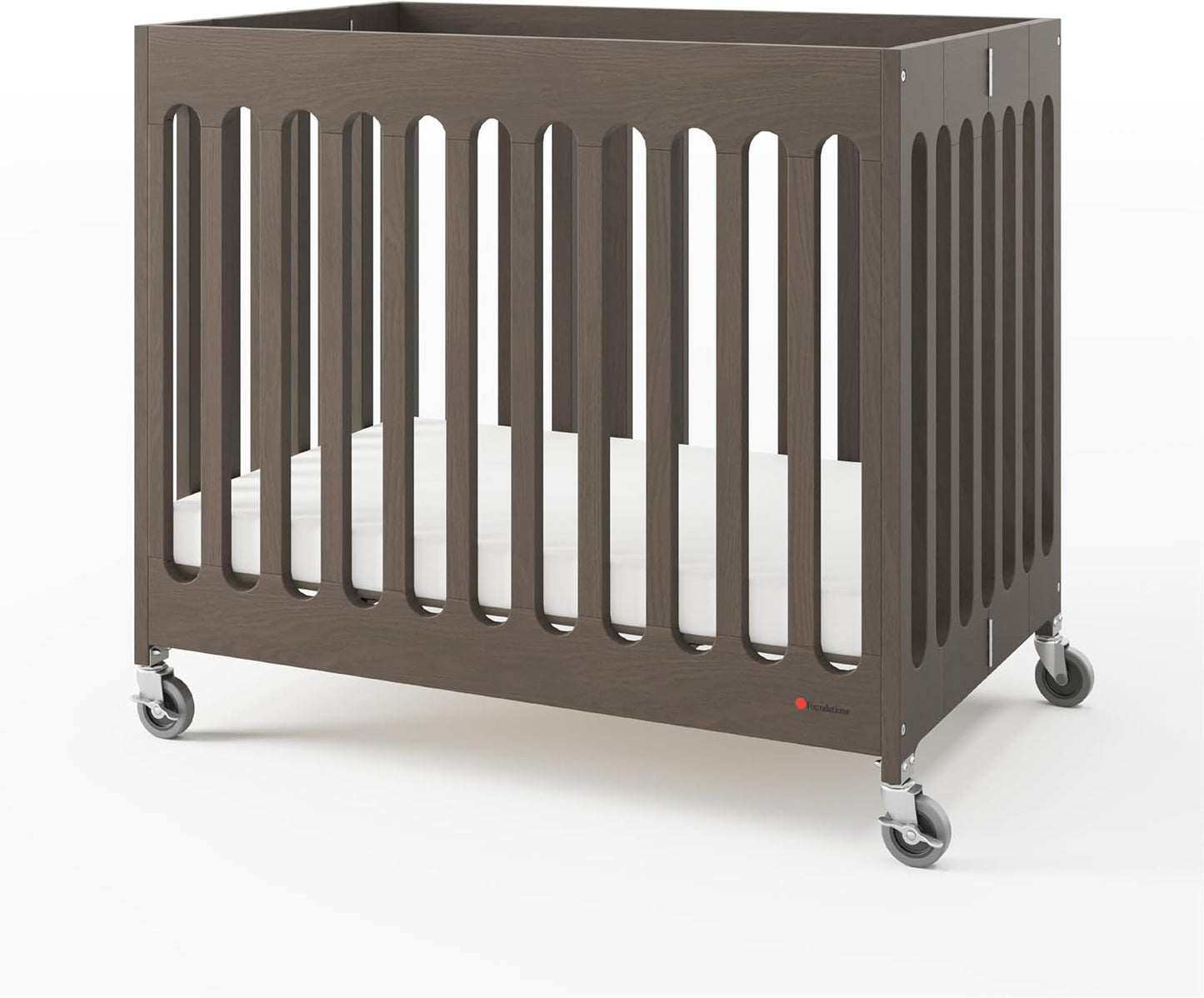Foundations Boutique Folding Mini Baby Crib - Compact, Portable, Wooden Hotel Crib, Foldable
