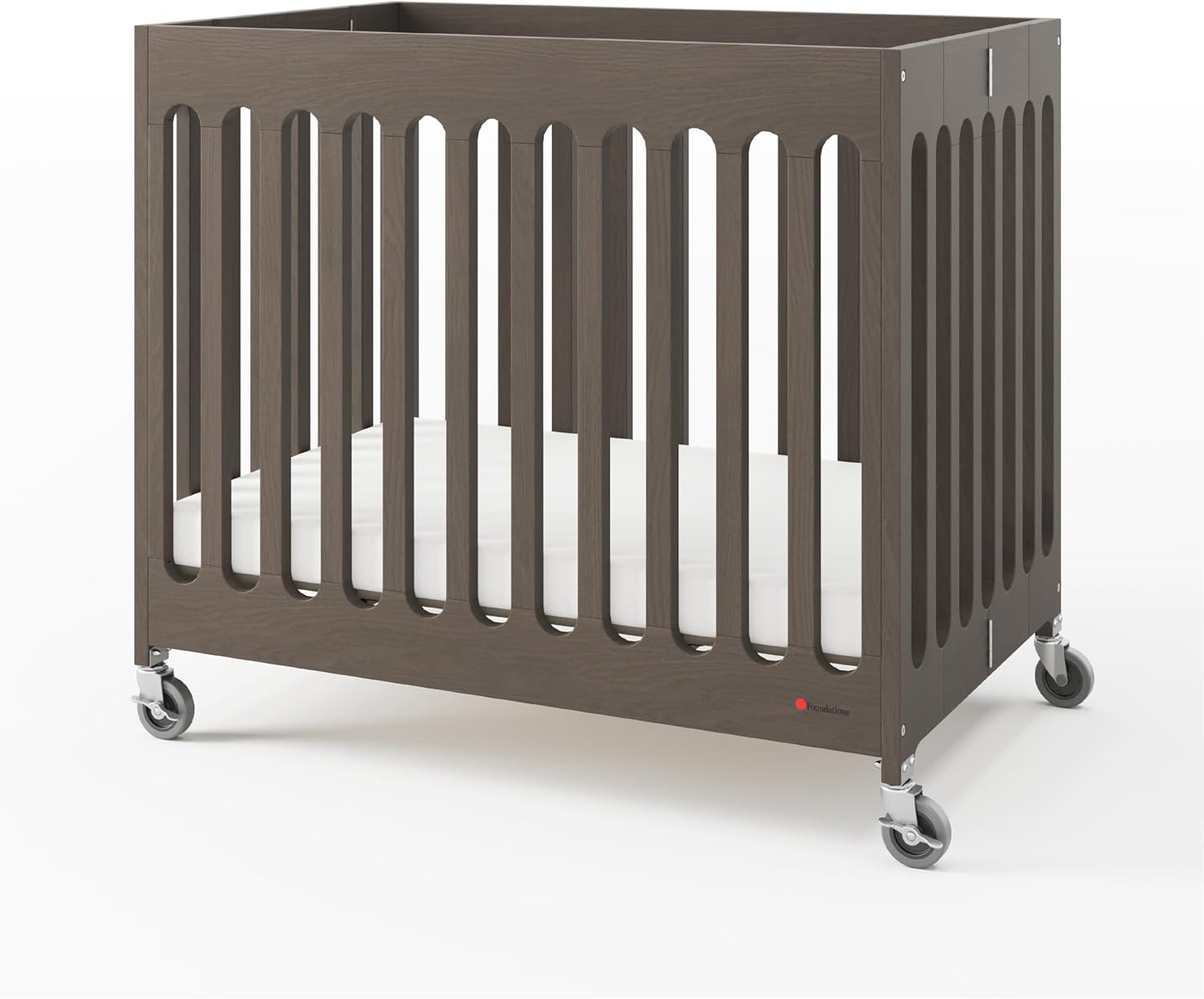 Foundations Boutique Folding Mini Baby Crib - Compact, Portable, Wooden Hotel Crib, Foldable