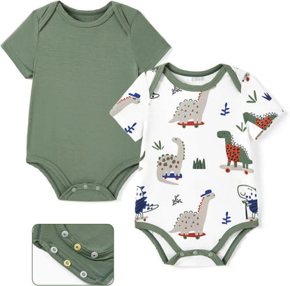 PATPAT Baby Bodysuits Supersoft Bamboo Viscose - Short Sleeve Boys and Girls - Newborn Infant Unisex Clothes Pack
