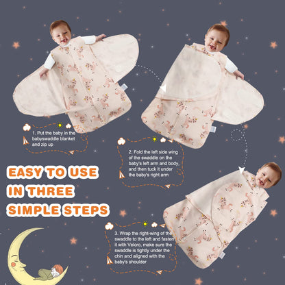 Swaddle-Blanket Baby Girl & Boy Swaddles Newborn Infant Transition 100% Cotton Wrap Blankets, 3-Way Adjustable Wearable Blanket, TOG 1.0 (Happy Unicorn, 3-6 Month)