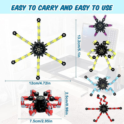 10pcs Random Fidget Spinners,DIY Deformable Robot Fingertip Toys,Decompression Spinner,Deformable Creative Mechanical Gyro Toys,Stress Relief Mechanical Chain Toy for Kids Adults，Party Supplies