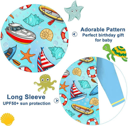 Funnycokid Baby Swimsuit Boy Toddler Bathing Suit Rash Guard UPF 50+ Swimwear 6 Months-4T