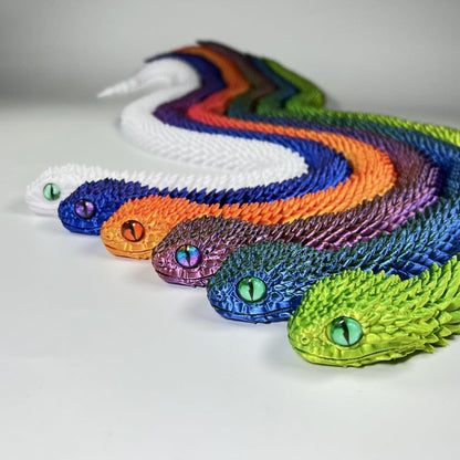 3D Printed Animals-Snake Viper, 24 in Surprise Mystery Snake Fidget Toy Creative Toy 3D Printed Articulated Snake Collectibles Home Office Executive Desk Decor (Blue Green)