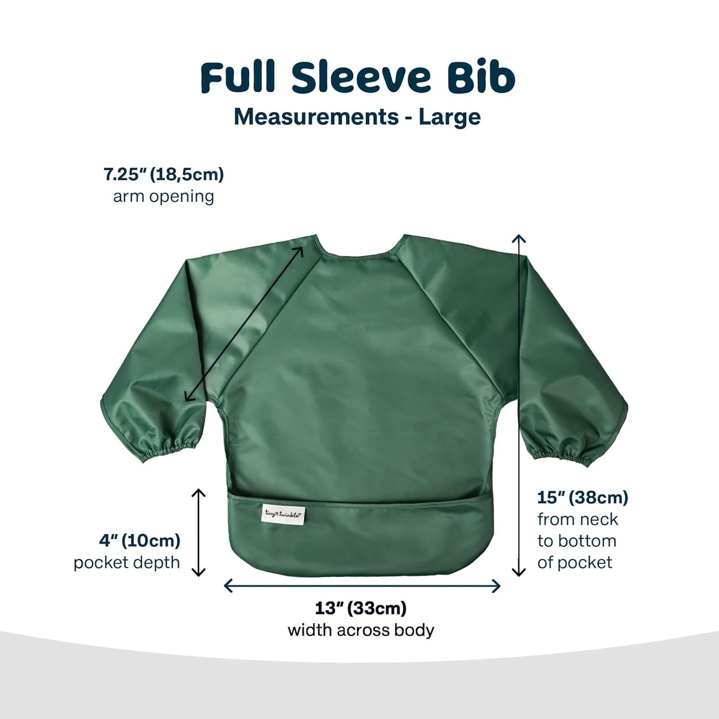 Tiny Twinkle Mess Proof Baby Bib,Waterproof Smock Bibs for Eating,Washable Long Sleeve Bib for Toddler(Olive Green, Large 2-4 Years)