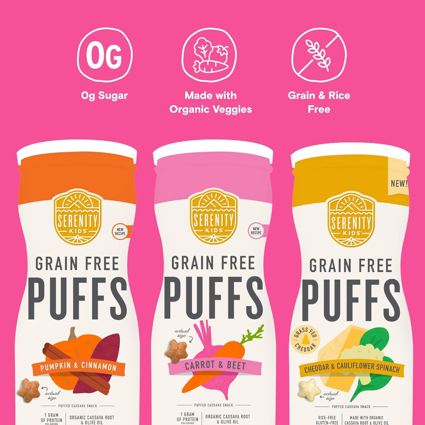 Serenity Kids 6+ Months Grain-Free Baby Puffs Snack - Baby & Toddler Snacks for 6+ Months - No