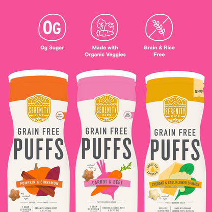 Serenity Kids 6+ Months Grain-Free Baby Puffs Snack - Baby & Toddler Snacks for 6+ Months - No