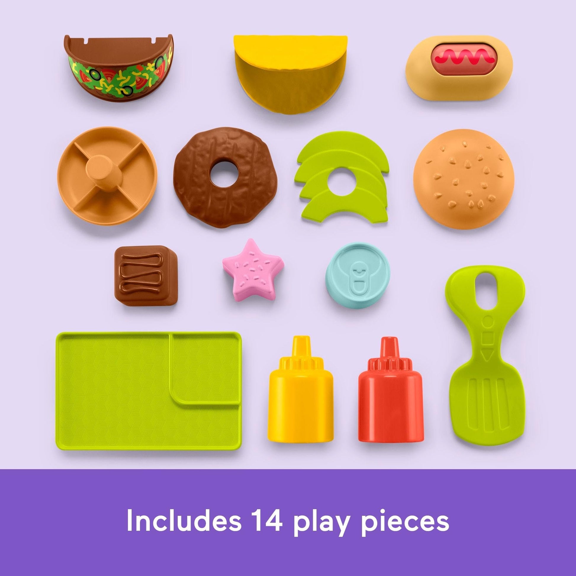 Fisher-Price Baby Push Toy 4-in-1 Snack Cart Walker Learning Activity, 14 Pieces for Pretend Play