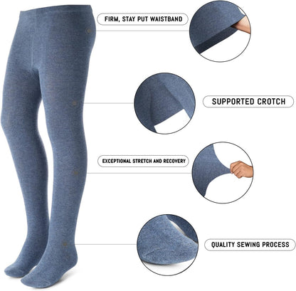 Kids, Girls thin Ribbed Cotton tights, Comfy, Soft Flat Tights Made from Breathable cotton| Great Tights For Uniform,