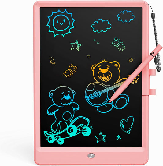 Bravokids Toys for 3-6 Years Old Girls Boys, LCD Writing Tablet 10 Inch Doodle Board, Electronic Drawing Pads, Educational Birthday Gift for 3 4 5 6 7 8 Years Old Kids Toddler (Light Pink)