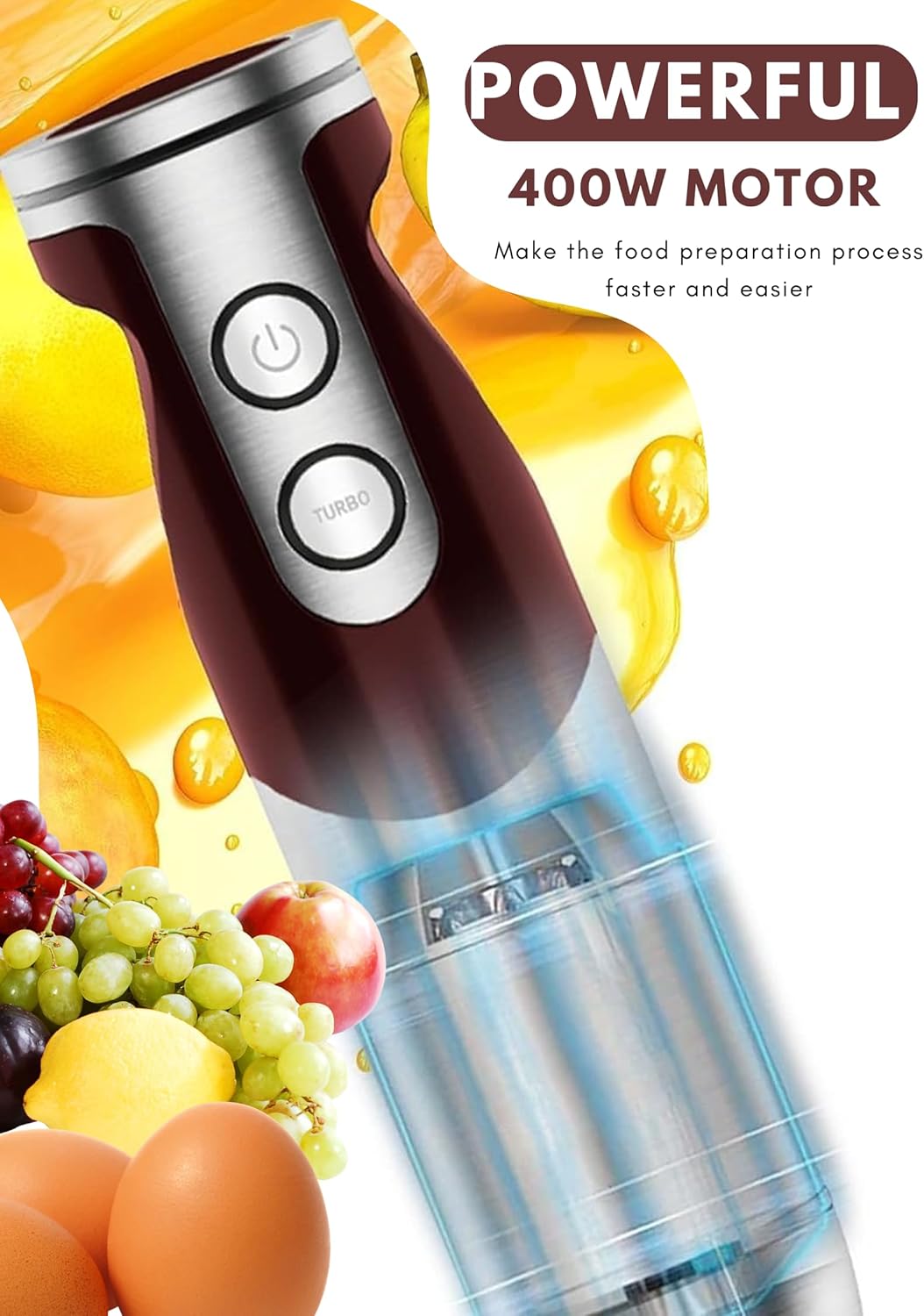 MEGAWISE new Hand Blender Series Single Hand Blender,no attachments,12-Speed,Includes Powerful