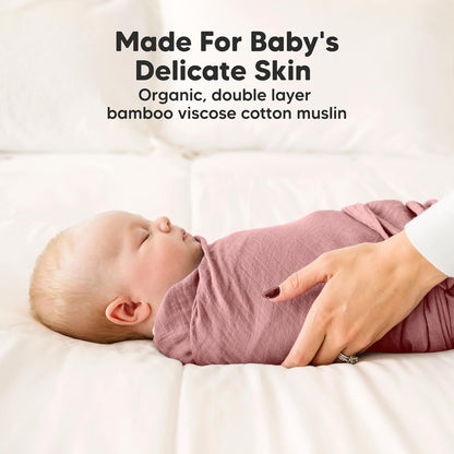 4-Pack Muslin Swaddle Blankets for Boys, Girls - Organic Baby Swaddles for Newborns, Soft &