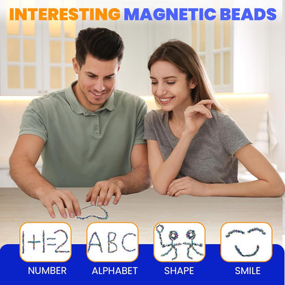 Magnetic Balls Over 600 PCS Mini Rainbow Magnetic Putty, with 2 Big Smooth Magnetic Beads, Fidget Toys for Adult, Weak Ferrite Putty Desk Toys for Office (Colorful)
