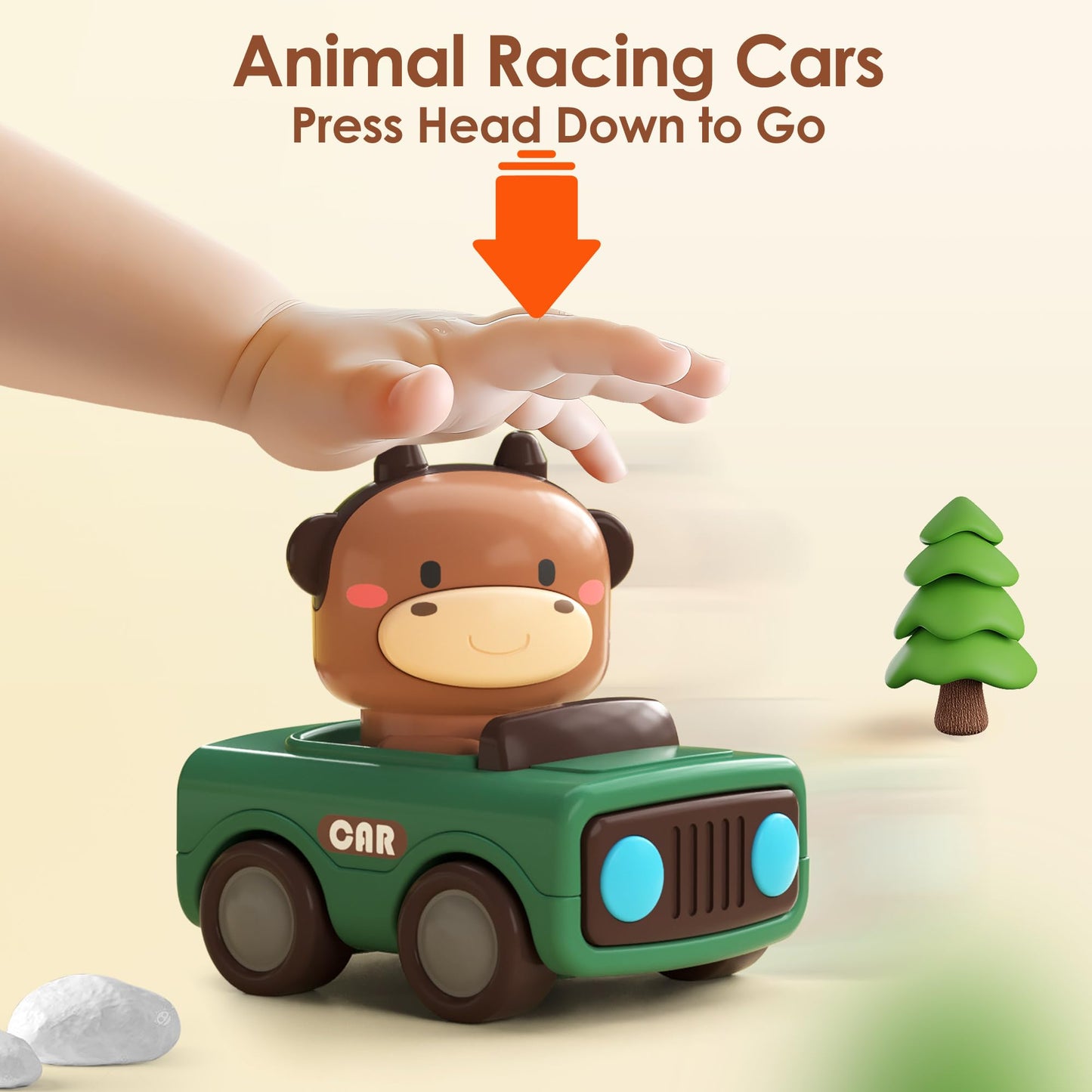 iPlay, iLearn Baby Press to Go Car Toys for Toddlers 1-3, 1 Yr Old Boy Gift