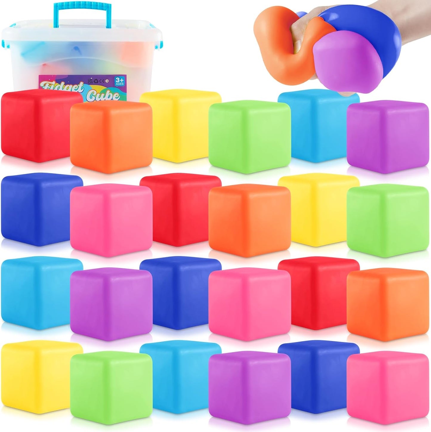 Fidget Toys Stress Cube, 24Pcs Stress Balls Bulk for Kids and Adult, Slow Rising Stress Ice Cube