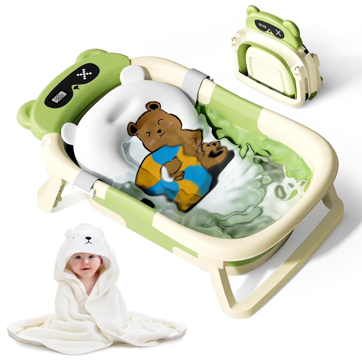 Collapsible Baby Bathtub for Newborn to Toddler (0-18 Month) - Portable Baby Bath Tub for Travel