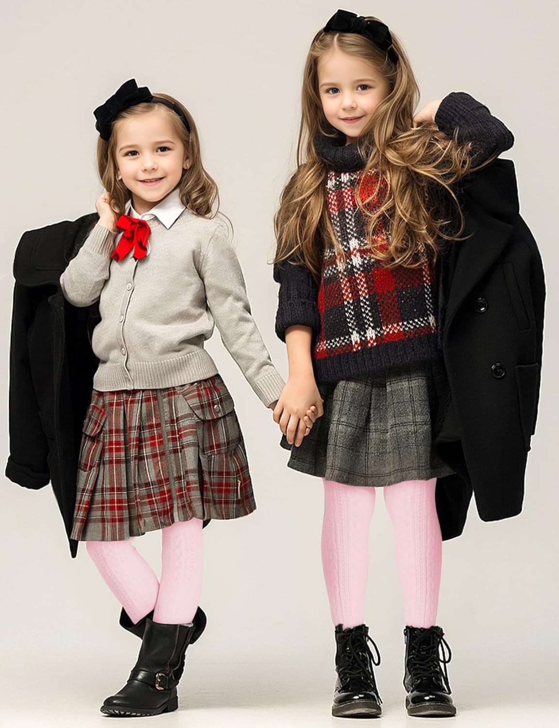 Baby Girls Tights Cable Knit Toddler Leggings Winter Solid Cotton Tights School Stockings 2 Pack 2T-12 Years