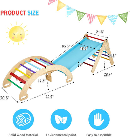 GOME Toddler 5IN1 Play Gym with Ramp & Detachable Arch, Indoor Climbing Triangle Set for Sliding or Rocking