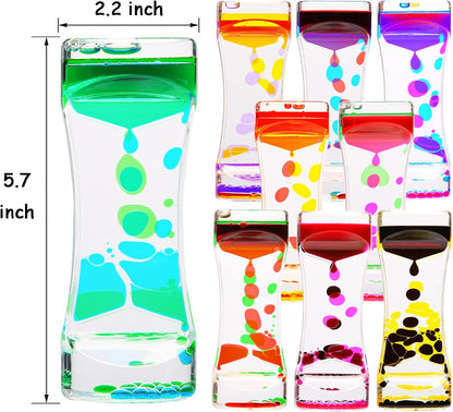 Liquid Motion Bubbler,9 Pack Floating Sensory Play Water Timer Fidget Toys for Adults and Kids,Calm Relaxing Autism ADHD Children Activity, Colorful Hourglass for Sensory Play