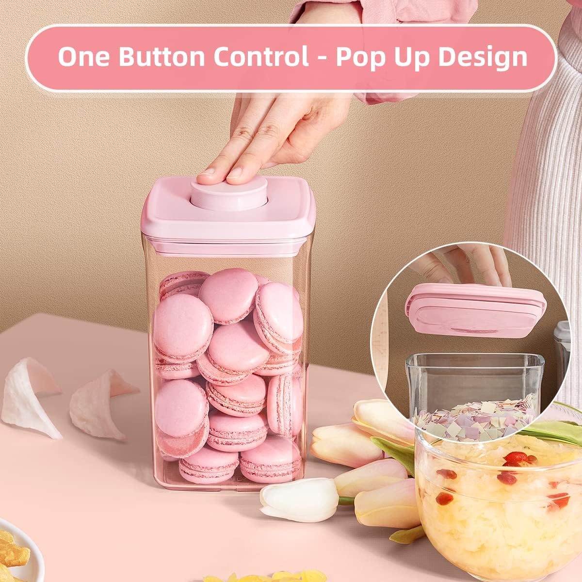 Ankou Airtight Food Storage Container - 7 Pcs One Button Handy Container Stackable Food Containers