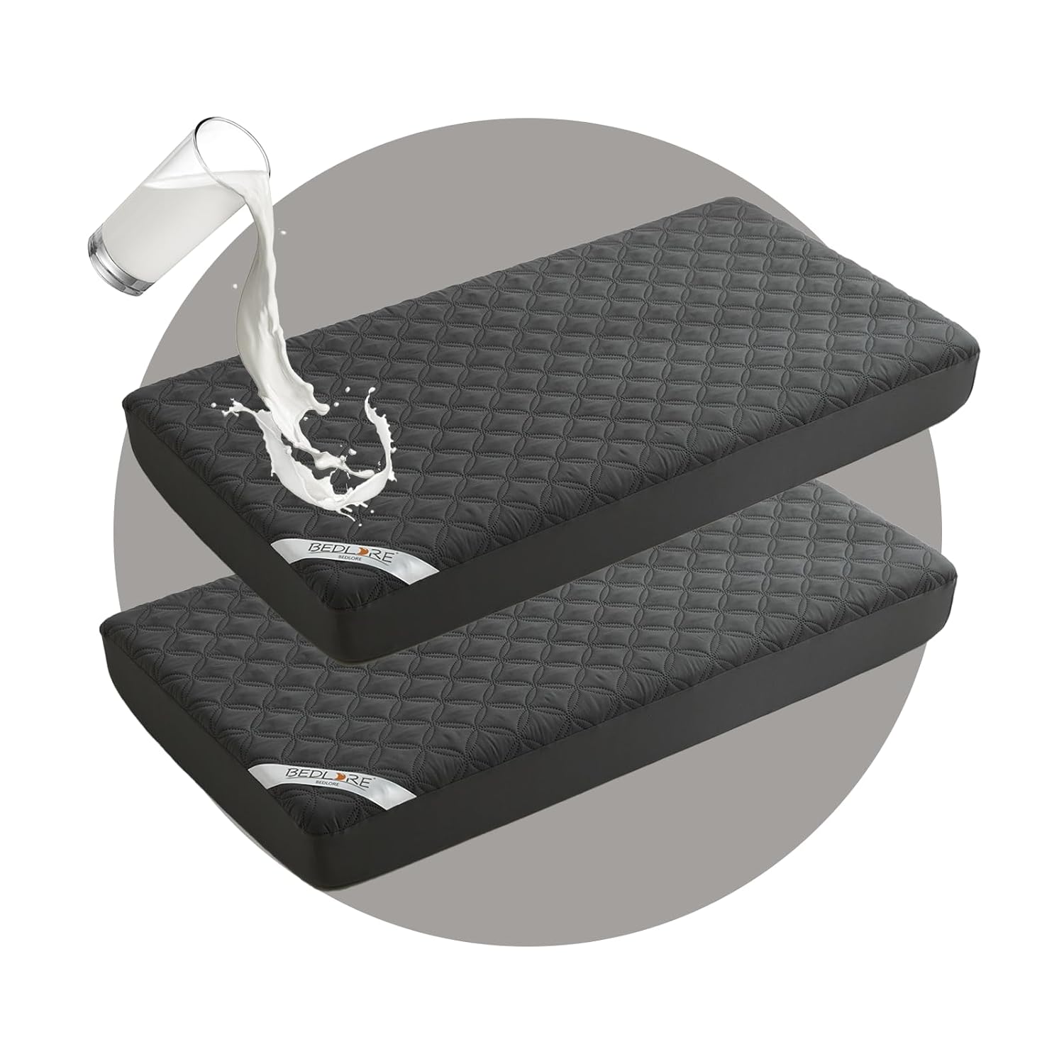 BEDLORE Waterproof Mattress Protector Crib, 2 Pack Soft Gray Mattress Pad, Noiseless Machine