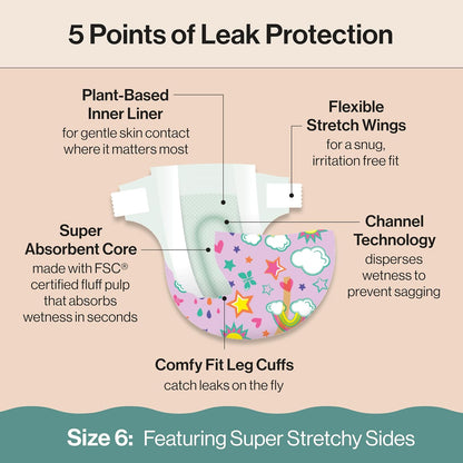 The Honest Company Clean Conscious Diapers for Delicate Skin | Up to 100% Leakproof |