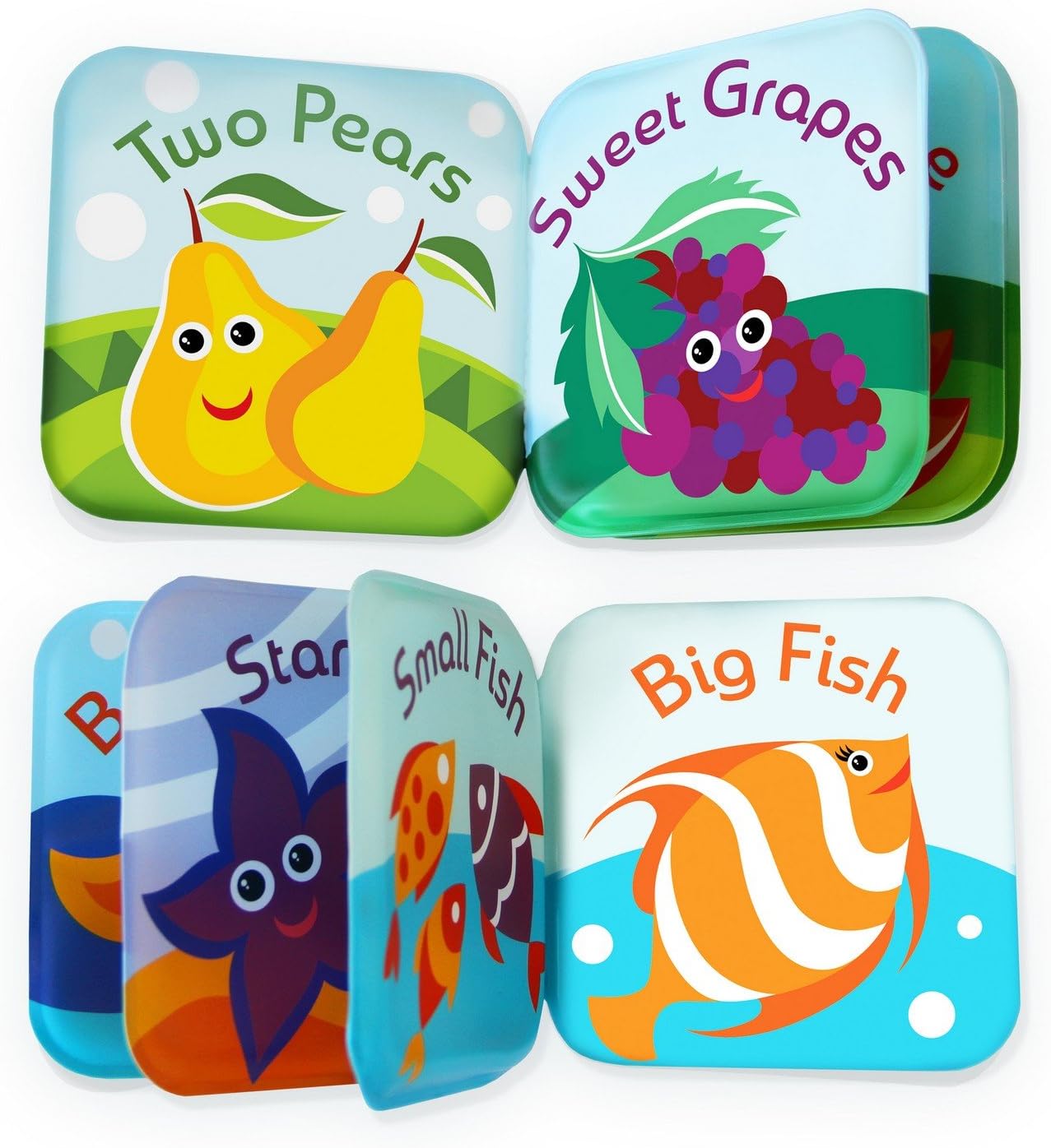 Floating Baby Bath Books Set of 4 - Bath Books for Babies, Infants - Waterproof, Mold-Free Bath