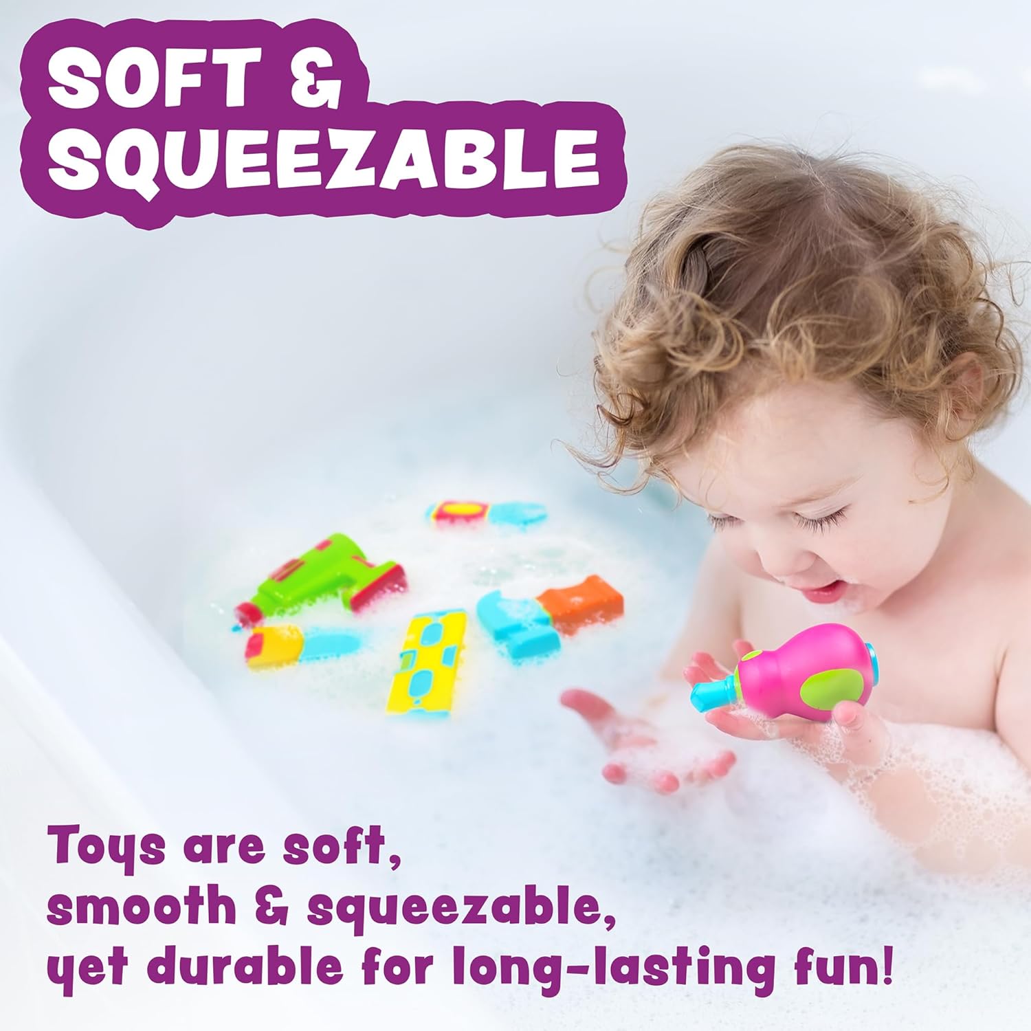 Tub Works® Tools™ Mold Free Bath Toys, 6 Pack | Sealed, No Hole Bath Toys Design Keeps Moisture Out