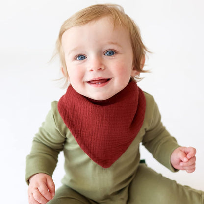 Konssy Muslin Baby Bibs 10 Pack Baby Bandana Drool Bibs 100% Cotton for Unisex Boys and Girls, Soft Absorbent Set for Teething and Drooling