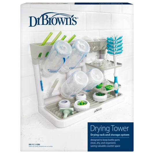 Dr. Brown's Drying Tower, Stand-Up Drying Rack, Countertop Baby Bottle Drying with Organized