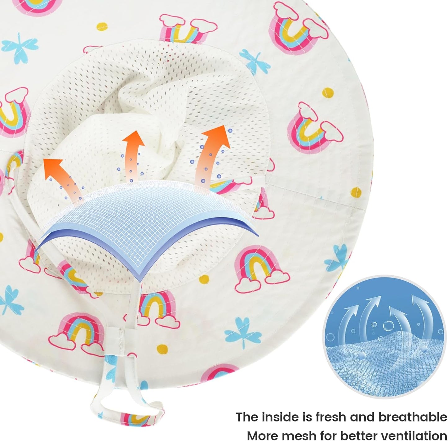 Baby Sun Hat 0-6 Years Toddler Boys Girls Adjustable Bucket Hats Kids Bucket Hats UPF 50+ Wide Brim Beach Swim Pool