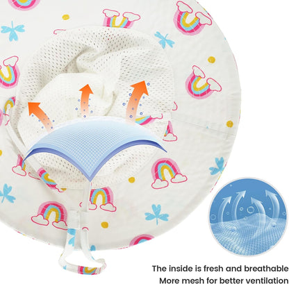 Baby Sun Hat 0-6 Years Toddler Boys Girls Adjustable Bucket Hats Kids Bucket Hats UPF 50+ Wide Brim Beach Swim Pool