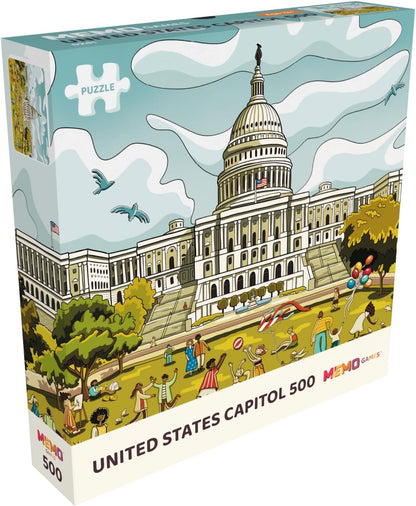 500 Piece Jigsaw Puzzle - United States Capitol - Washington, D.C. – 15.8 x 19.7 inches – Premium Quality Printed Cardboard – Numbered Pieces – Suitable for Ages 14+