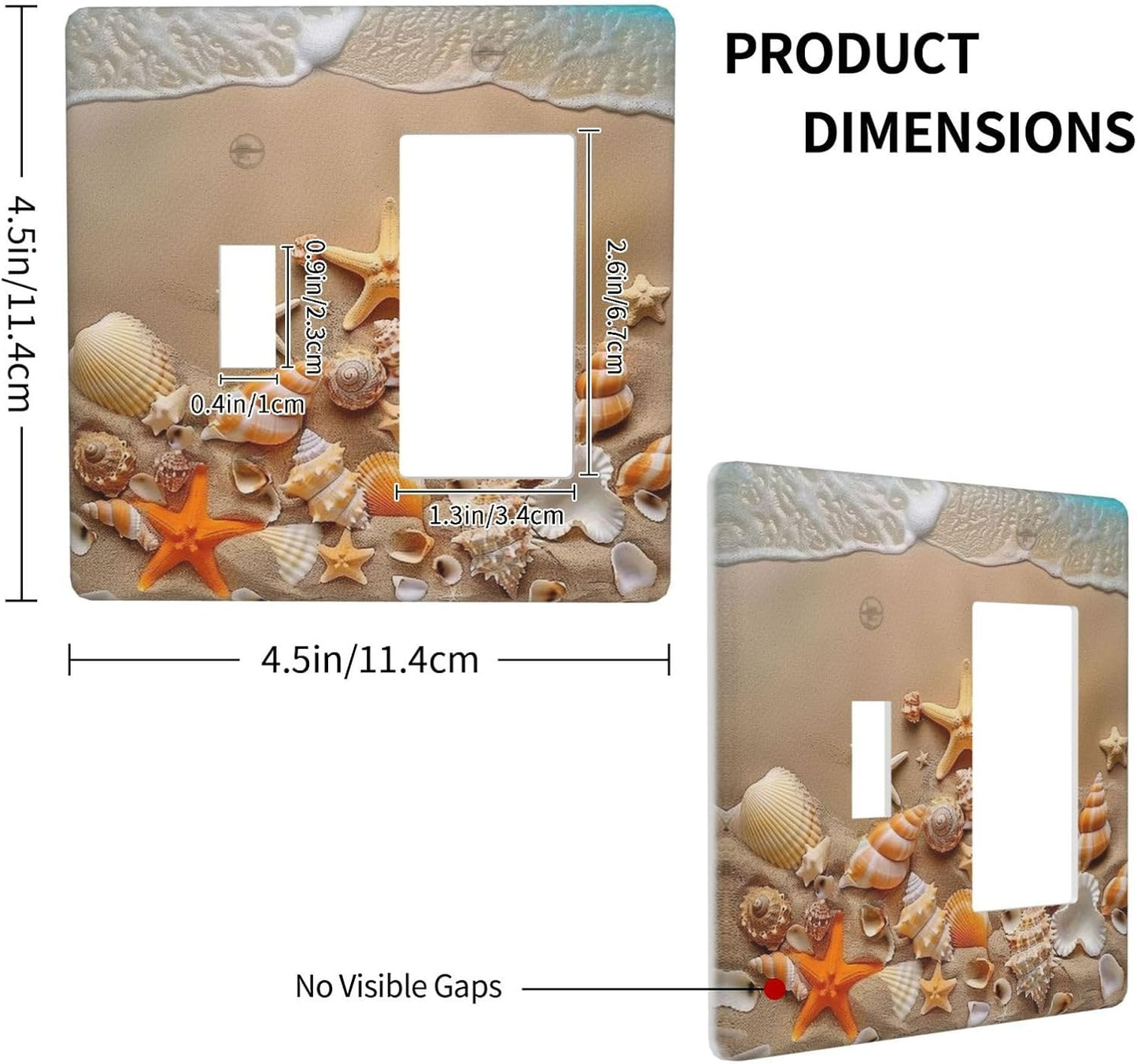 Decorative Outlet Covers Beachy Sea Ocean Seashell Starfish 2 Gang 1 Gang Wall Plate Cover Single Toggle Rocker Combo Light Switch Cover Plate Face Plate for Bedroom Home Decor